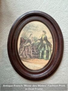 Antique-French-Miroir-des-Modes-Fashion-Print-in-Oval-Frame