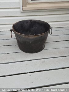 Antique-Galvanized-Metal-Wash-Tub-or-Coal-Scuttle