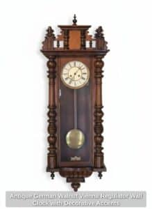 Antique-German-Walnut-Vienna-Regulator-Wall-Clock-with-Decorative-Accents