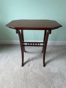 Antique-Octagonal-Mahogany-Side-Table-with-Decorative-Stretcher
