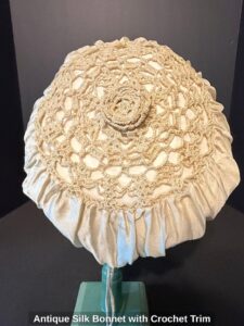 Antique-Silk-Bonnet-with-Crochet-Trim-second-image
