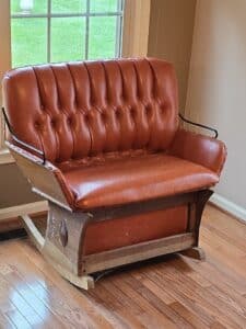 Antique-Tufted-Leather-Sleigh-Seat-Glider-Chair