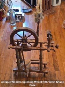 Antique-Wooden-Spinning-Wheel-with-Violin-Shape-Base