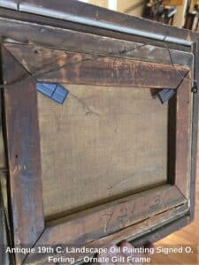 Antique-th-C.-Landscape-Oil-Painting-Signed-O.-Ferling-Ornate-Gilt-Frame-fourth-image