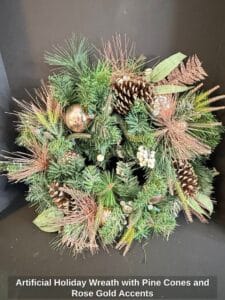 Artificial-Holiday-Wreath-with-Pine-Cones-and-Rose-Gold-Accents