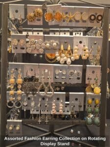 Assorted-Fashion-Earring-Collection-on-Rotating-Display-Stand