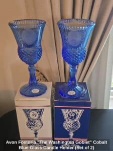 Avon-Fostoria-The-Washington-Goblet-Cobalt-Blue-Glass-Candle-Holder-Set-of-