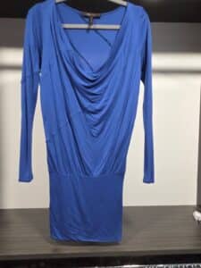 BCBGMAXAZRIA-Royal-Blue-Cowl-Neck-Long-Sleeve-Dress