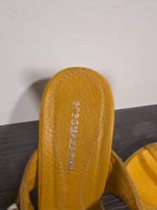 BCBGMAXAZRIA-Yellow-Leather-Wedge-Sandals-third-image
