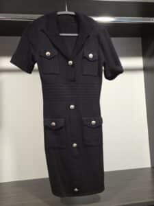 Balmain-Black-Knit-Mini-Dress-with-Gold-Tone-Buttons