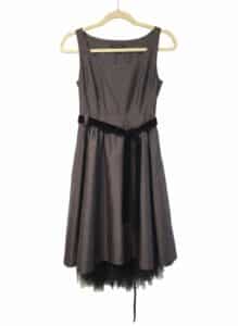 Banana-Republic-Chocolate-Brown-Party-Dress-with-Black-Velvet-Ribbon-Belt-and-Black-Petticoat