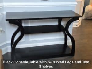 Black-Console-Table-with-S-Curved-Legs-and-Two-Shelves