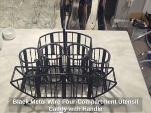 Black-Metal-Wire-Four-Compartment-Utensil-Caddy-with-Handle