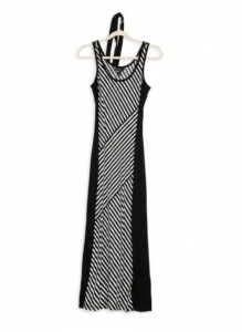 Black-and-White-Striped-Halter-Maxi-Dress-with-Asymmetrical-Panels