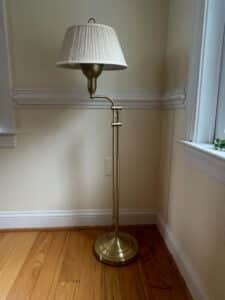 Brass-Swing-Arm-Floor-Lamp-with-Pleated-Shade-second-image