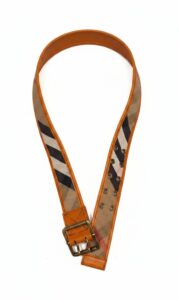 Burberry-Check-Webbing-Belt-with-Orange-Leather-Trim