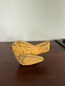 Carved-Wooden-Bird-Figurine-Yellow-Folk-Art-Style-second-image