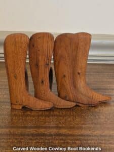 Carved-Wooden-Cowboy-Boot-Bookends