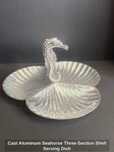 Cast-Aluminum-Seahorse-Three-Section-Shell-Serving-Dish