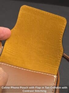 Celine-Phone-Pouch-with-Flap-in-Tan-Calfskin-with-Contrast-Stitching-third-image