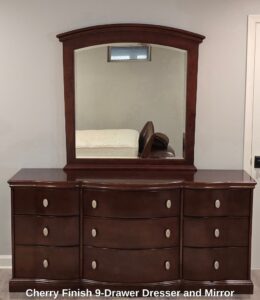 Cherry-Finish-Drawer-Dresser-and-Mirror