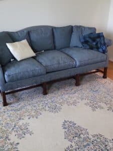 Chippendale-Style-Camelback-Sofa-in-Blue-Damask