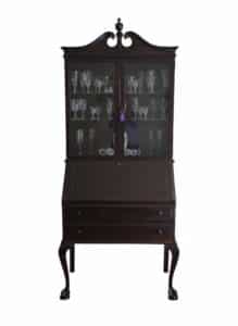 Chippendale-Style-Mahogany-Secretary-Desk-with-China-Cabinet