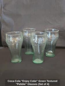 Coca-Cola-Enjoy-Coke-Green-Textured-Pebble-Glasses-Set-of-