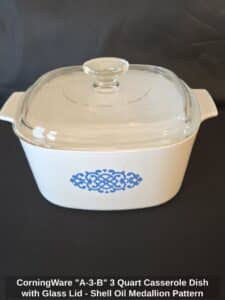 CorningWare-A-B-Quart-Casserole-Dish-with-Glass-Lid-Shell-Oil-Medallion-Pattern
