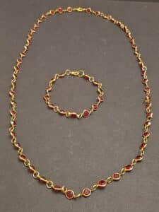Costume-Jewelry-Set-Red-Stone-Necklace-and-Bracelet