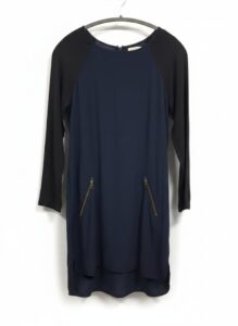 Davi-Lerner-Navy-and-Black-Silk-Long-Sleeve-Dress