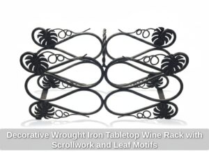 Decorative-Wrought-Iron-Tabletop-Wine-Rack-with-Scrollwork-and-Leaf-Motifs