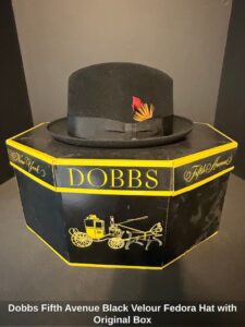Dobbs-Fifth-Avenue-Black-Velour-Fedora-Hat-with-Original-Box