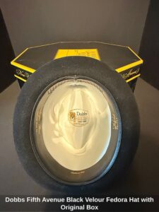 Dobbs-Fifth-Avenue-Black-Velour-Fedora-Hat-with-Original-Box-second-image