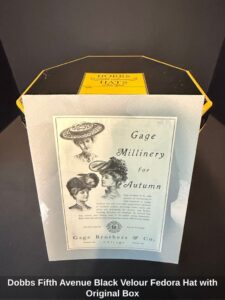 Dobbs-Fifth-Avenue-Black-Velour-Fedora-Hat-with-Original-Box-third-image