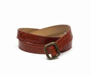 Elie-Tahari-Crocodile-Embossed-Leather-Belt