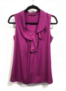 Elie-Tahari-Magenta-Sleeveless-Ruffle-Front-Blouse