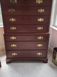 Ethan-Allen-Cherry-Wood-Tall-Chest-of-Drawers-with-Brass-Hardware