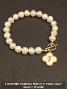 Freshwater-Pearl-and-Mother-of-Pearl-Clover-Initial-J-Bracelet