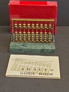 GATCO-Brass-Abacus-with-Green-Marble-Base-and-Guide-Book