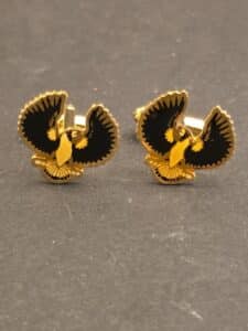 Gold-Tone-Black-Enamel-Eagle-Motif-Cufflinks