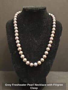 Grey-Freshwater-Pearl-Necklace-with-Filigree-Clasp