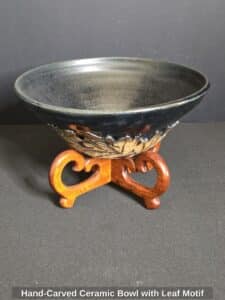 Hand-Carved-Ceramic-Bowl-with-Leaf-Motif
