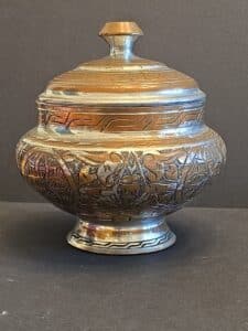 Hand-Engraved-Copper-and-Silver-Lidded-Pot-Middle-Eastern-or-Asian-Style-second-image