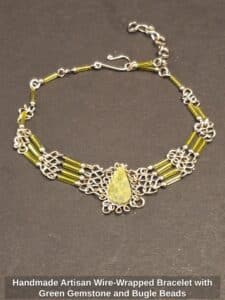 Handmade-Artisan-Wire-Wrapped-Bracelet-with-Green-Gemstone-and-Bugle-Beads