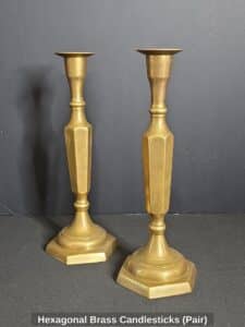 Hexagonal-Brass-Candlesticks-Pair