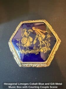 Hexagonal-Limoges-Cobalt-Blue-and-Gilt-Metal-Music-Box-with-Courting-Couple-Scene