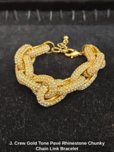 J.-Crew-Gold-Tone-Pav-Rhinestone-Chunky-Chain-Link-Bracelet