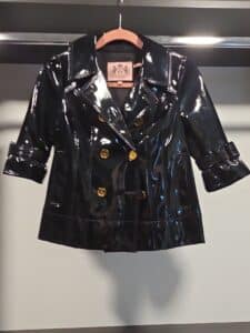 Juicy-Couture-Black-Patent-Double-Breasted-Short-Trench-Jacket