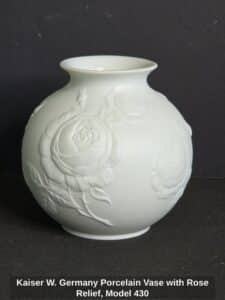 Kaiser-W.-Germany-Porcelain-Vase-with-Rose-Relief-Model